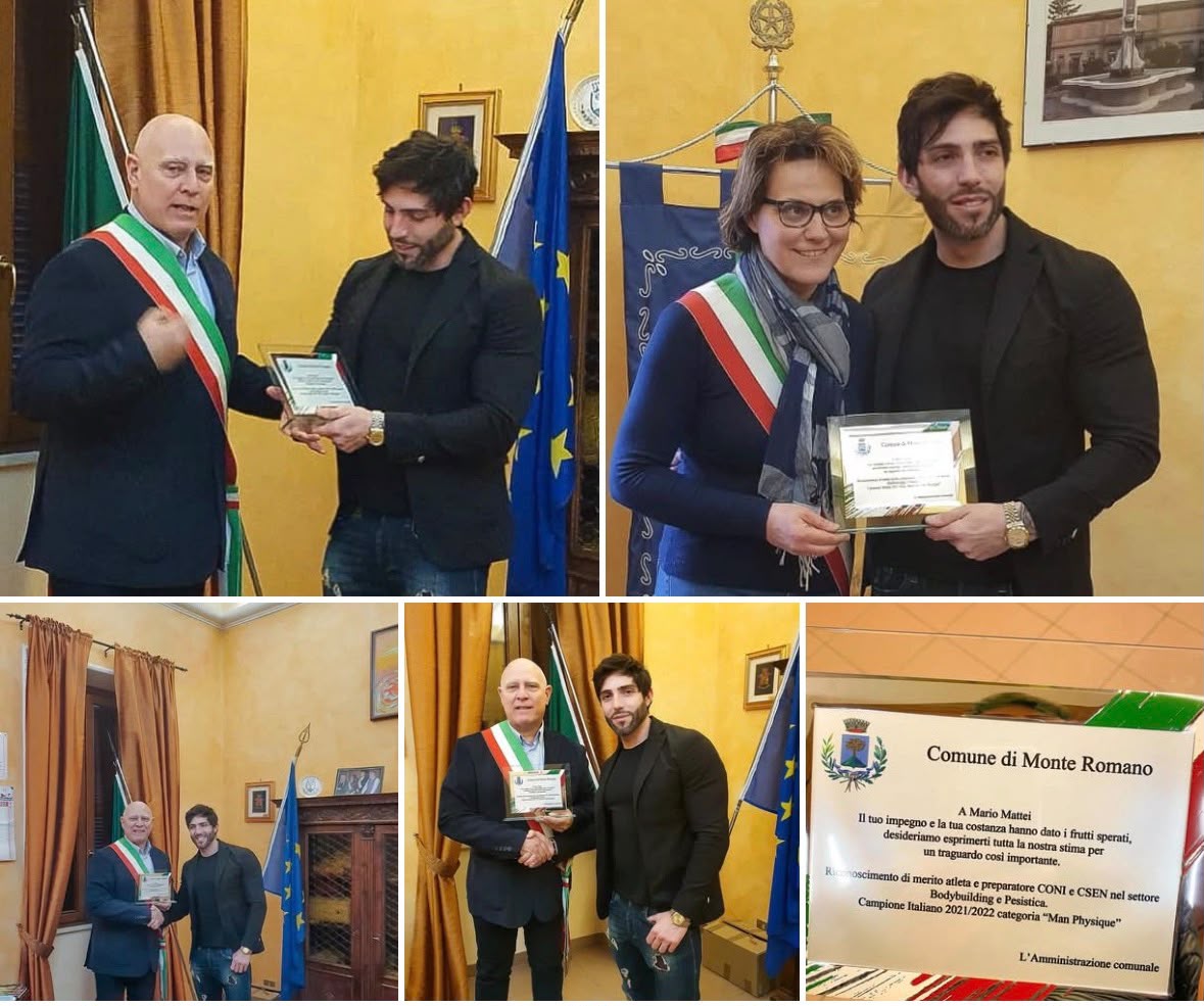 Mario Mattei premiato dall'amministrazione del Comune di Monte Romano